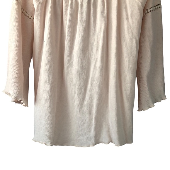 BLOUSE - Women's Wet Seal Baby Pink Cold Shoulder Peasant Style Shirt. Size XL - Picture 6 of 12